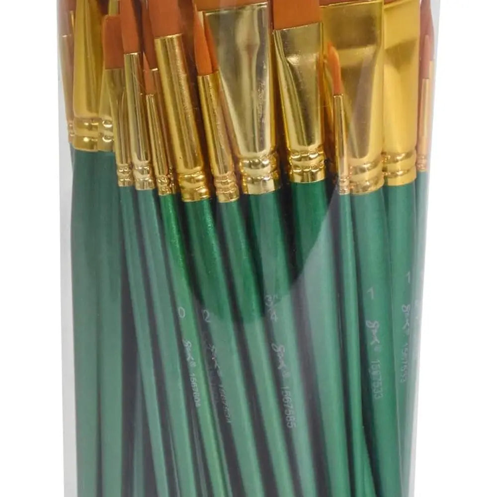 Golden Synthetic Taklon Paint Brushes, Assorted Sizes, Set of 72