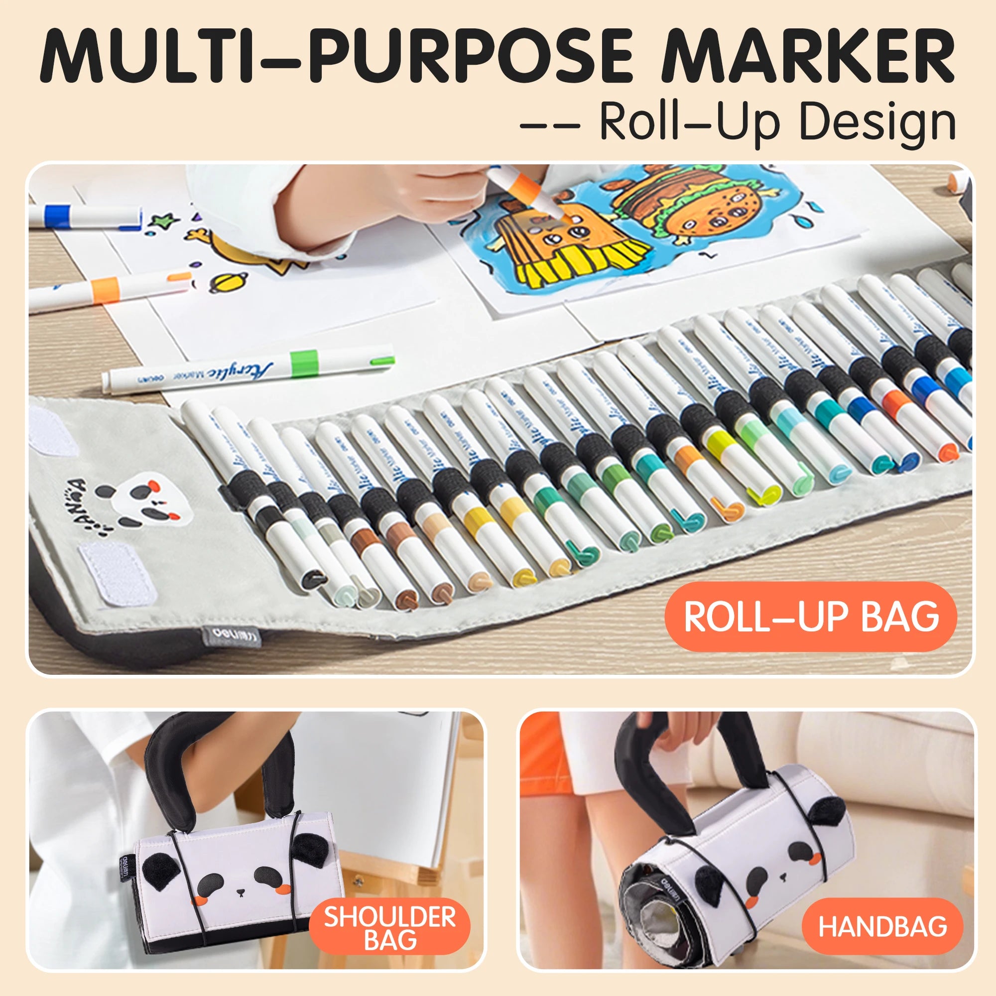 Deli 24/36/48-Color Acrylic Marker Pen Set,