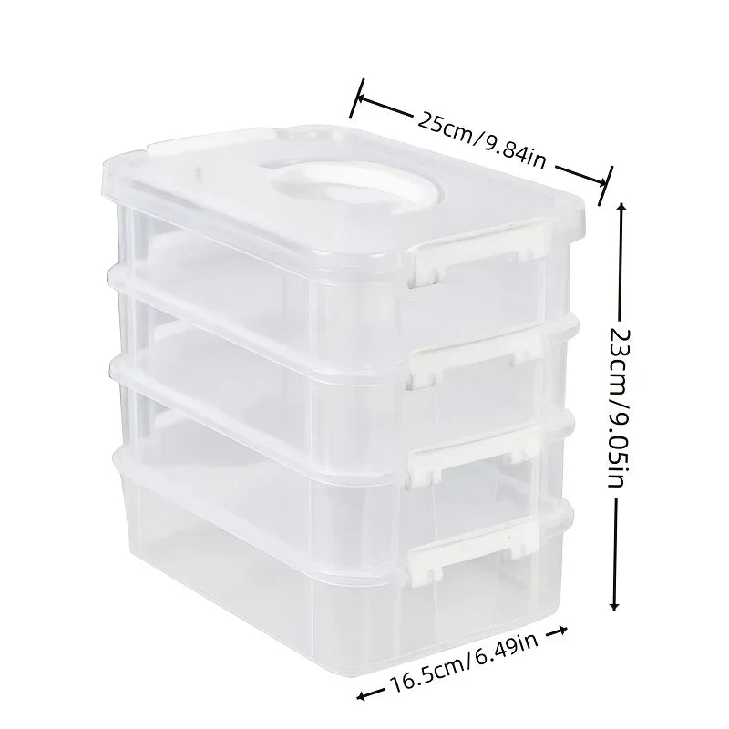 Extra Large 4-Tier Stackable Storage Box with Lid Clear Plastic Organizer Toy Building Block Storage Box