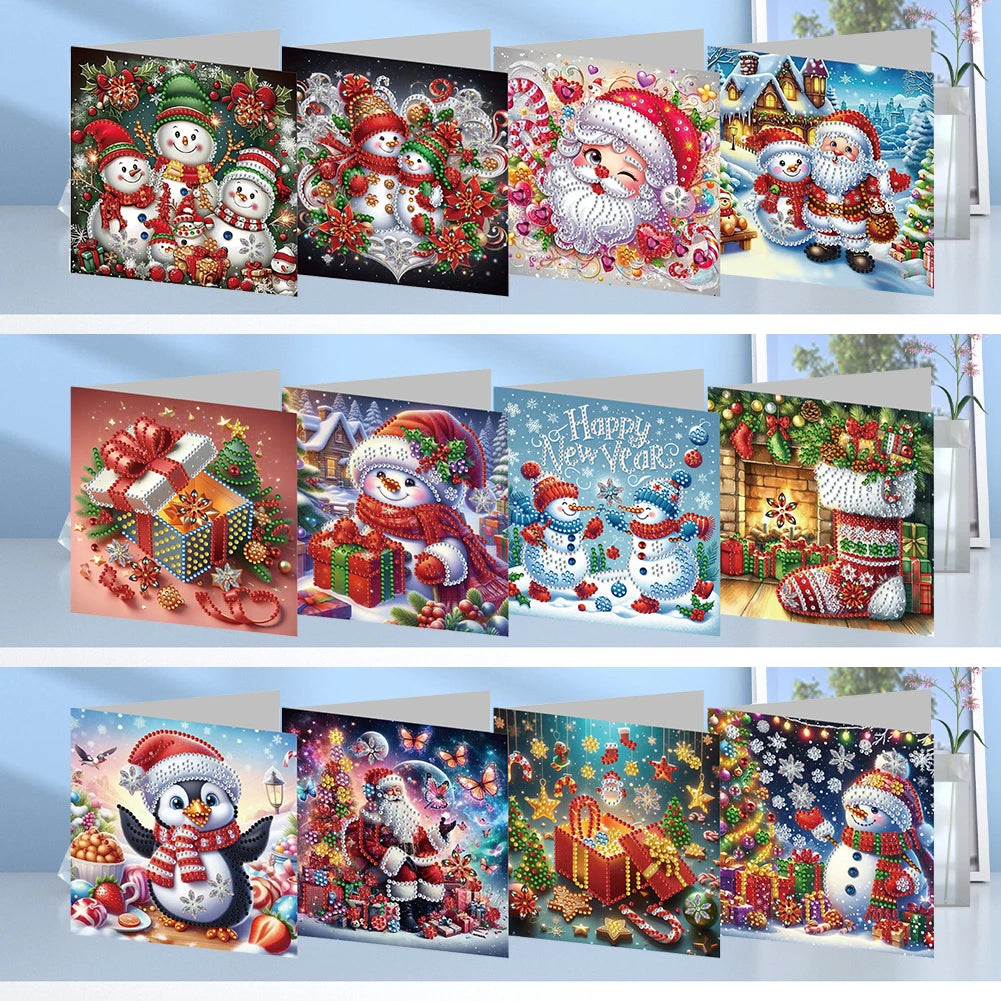 4/6/8/12PCS New 2024 Diamond Painting Greeting Cards