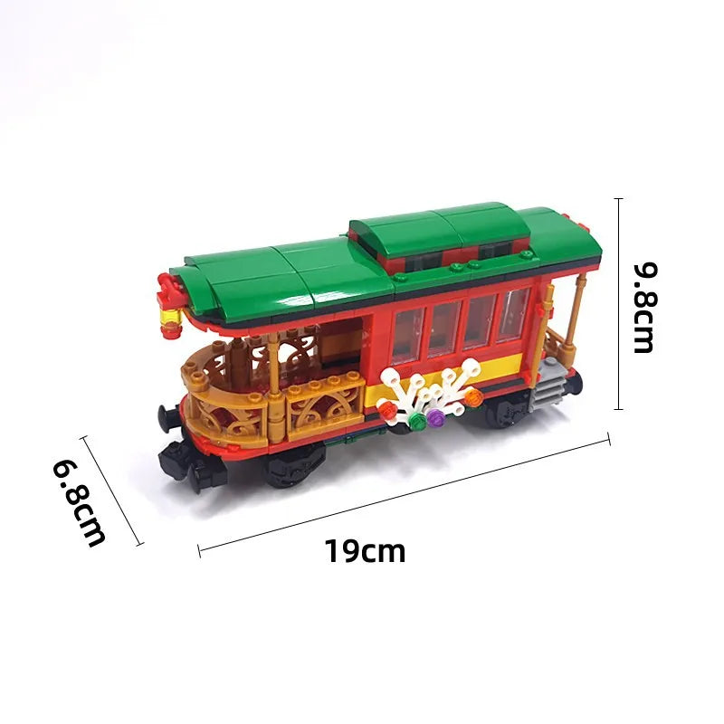 City Christmas Retro Sightseeing Carriage Tank Car Train MOC Railway Express