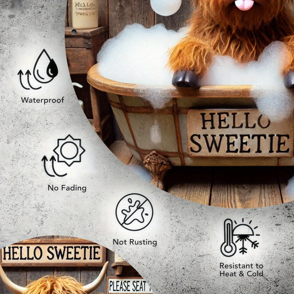 1 Piece 2D Wooden Disc Bathtub Cow 8 Inch Wall Art Bar Cafe Club And Kitchen Home Garden Outdoor Multifunctional Wall Decoration