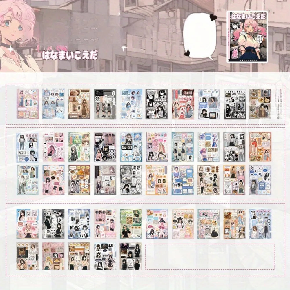 3 types of film cutting sticker books in a retro comic style, DIY planner scrapbook, creative and exquisite sticker books