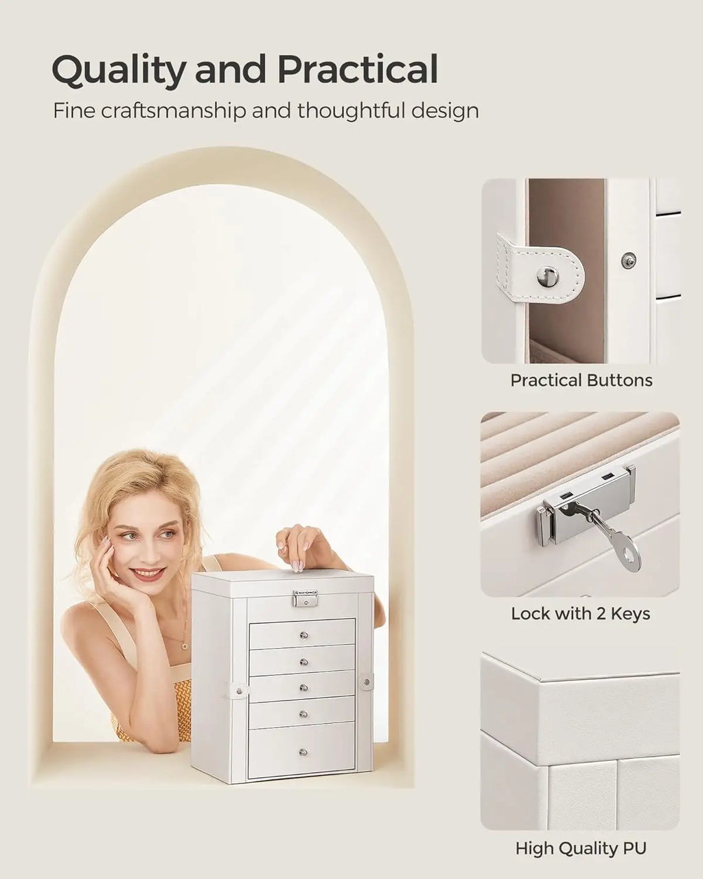 6-Tier Jewelry Organizer with Mirror,