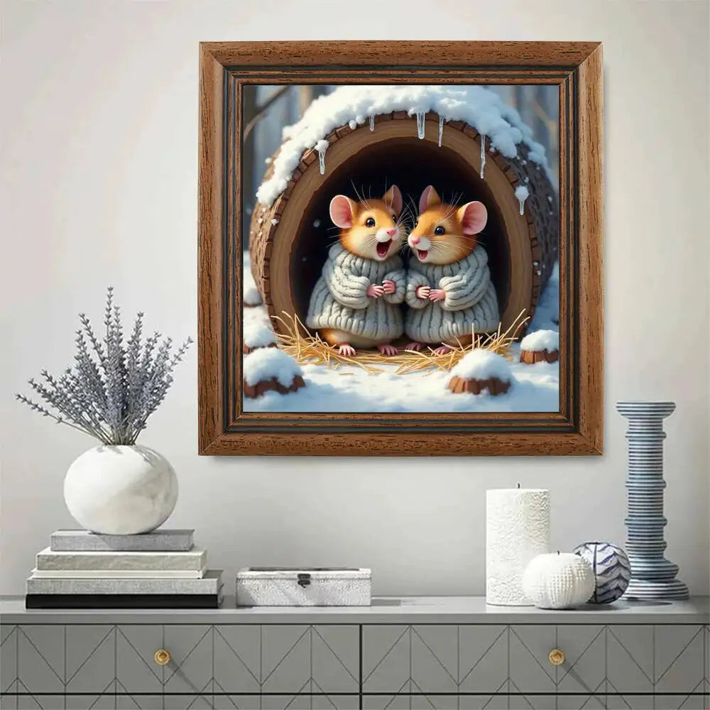 EverShine Diamond Embroidery Mouse Cartoon Diamond Painting Kit Rat Animal DIY Rhinestone Pictures Mosaic Winter Christmas Gift