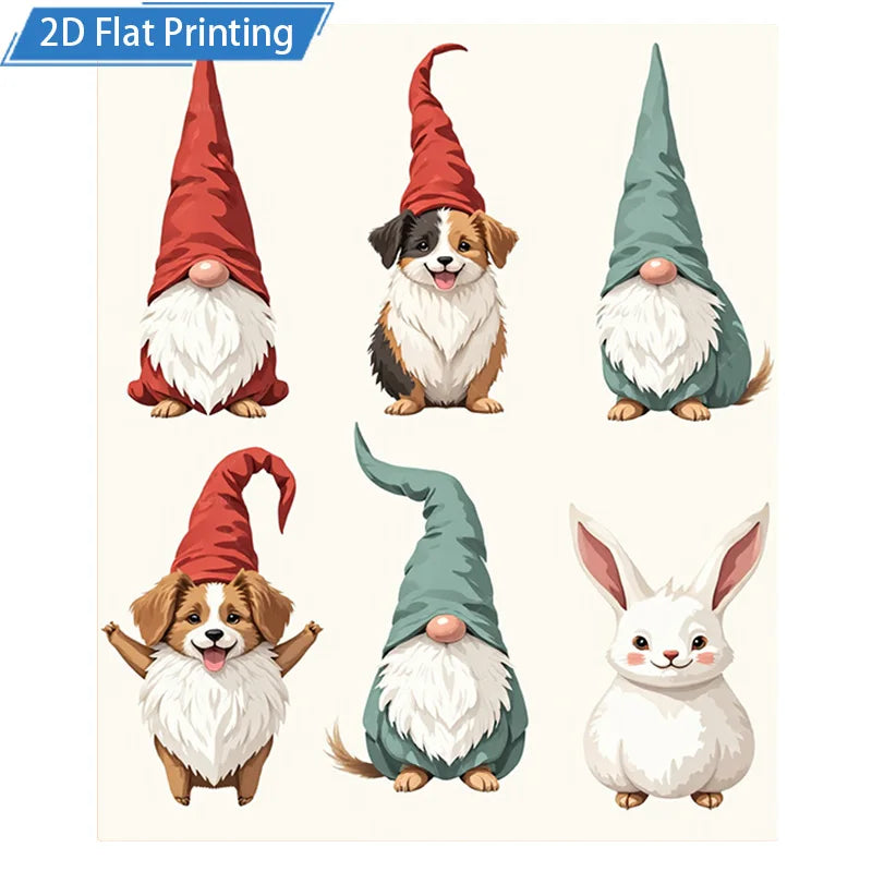 1pc Flannel Blanket Cute Gnomes and Pets Fleece Blanket 2D Printed Soft Cozy Throw for Home Decor Bedroom Living Room