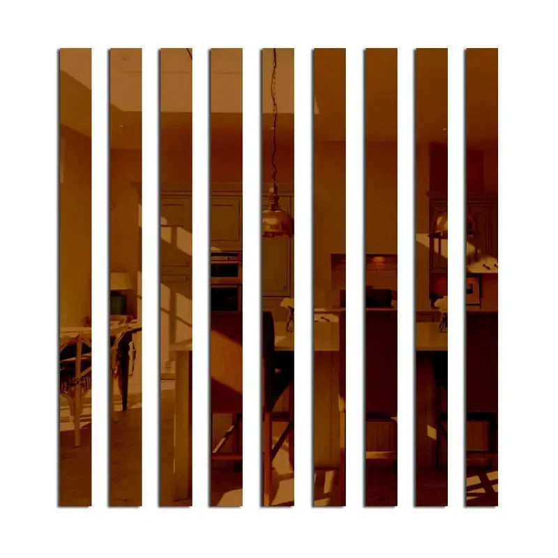 10/20pcs Acrylic Strip Mirror Wall Stickers DIY Art Wall Decor 3D Lines Wall Stickers Home Decoration