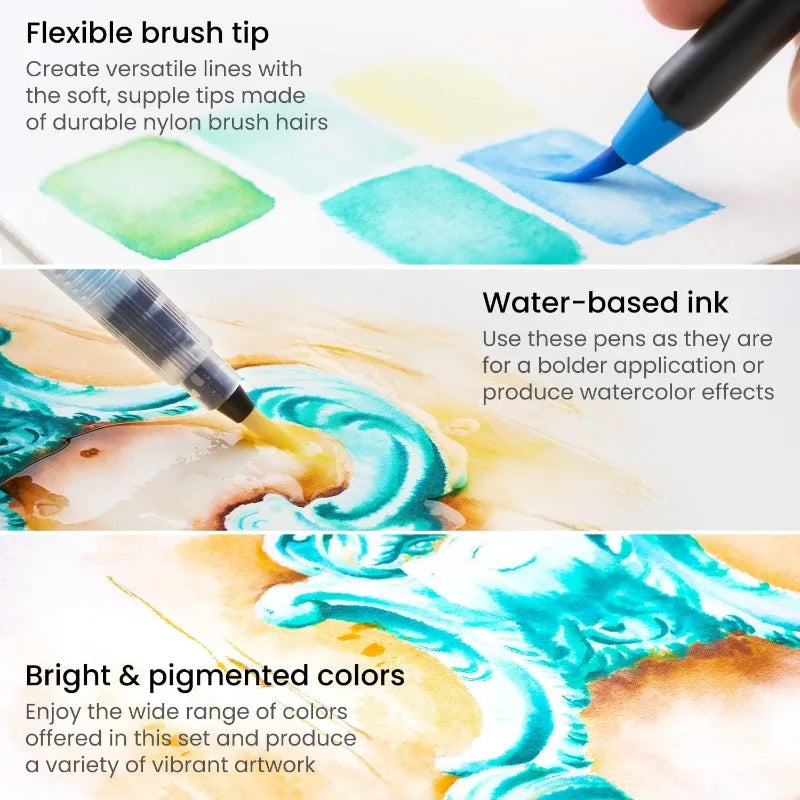 Watercolor Brush Pens 48, Flexible Tip Drawing Markersd