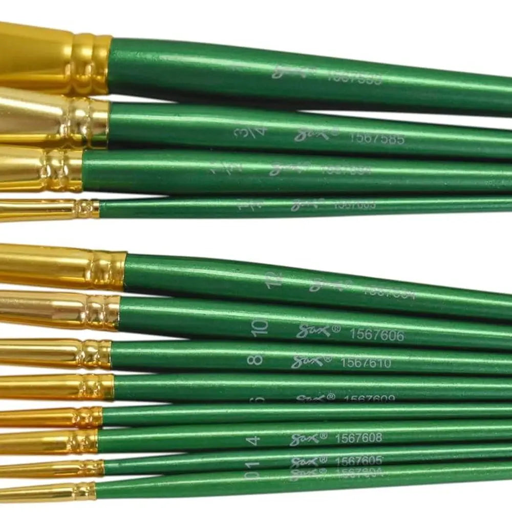 Golden Synthetic Taklon Paint Brushes, Assorted Sizes, Set of 72