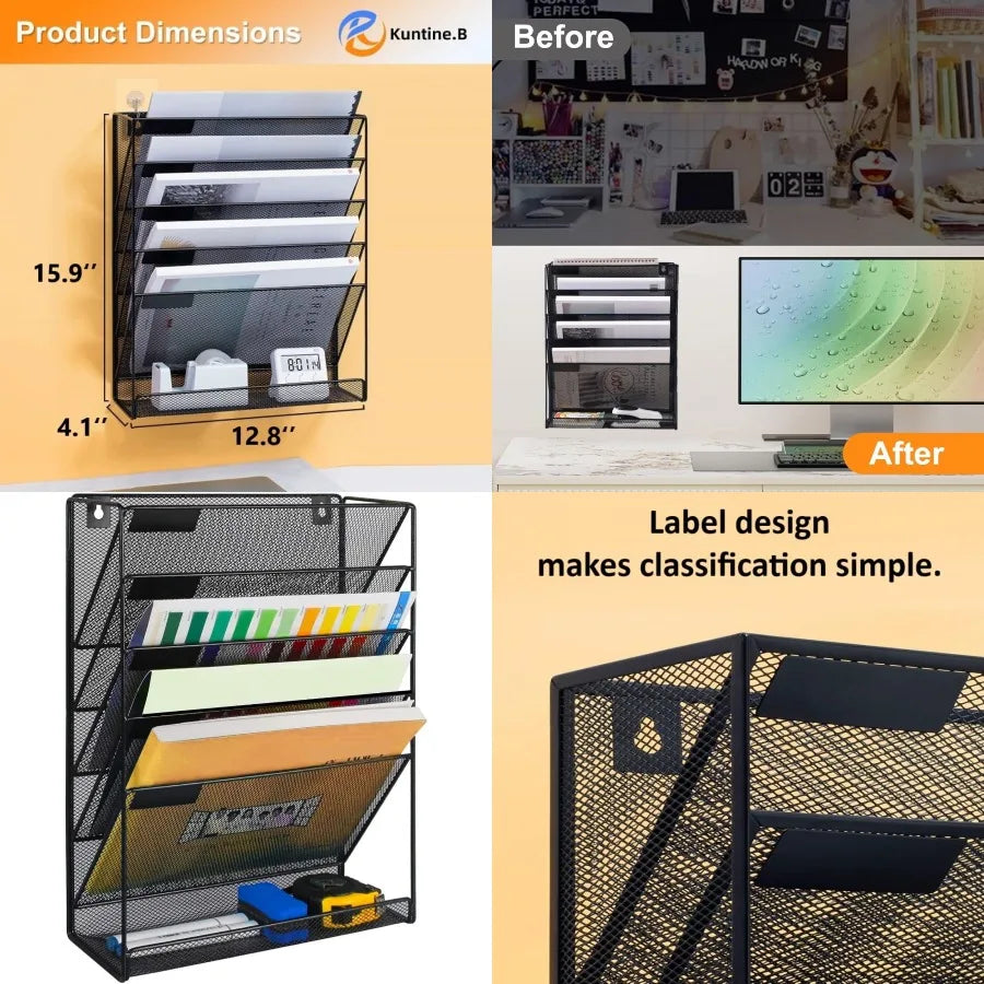 6-Tier Wall File Organizer  - Efficient Vertical