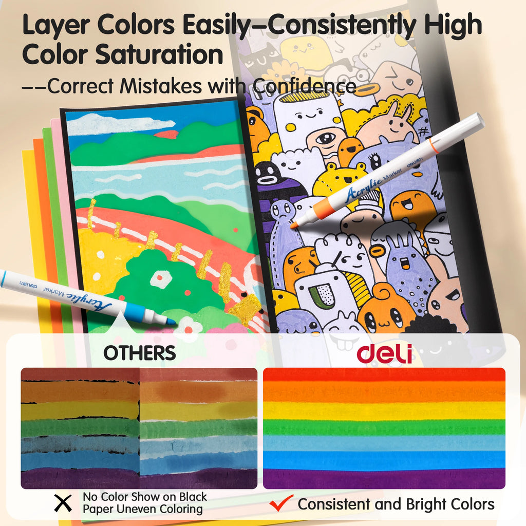Deli 24/36/48-Color Acrylic Marker Pen Set,