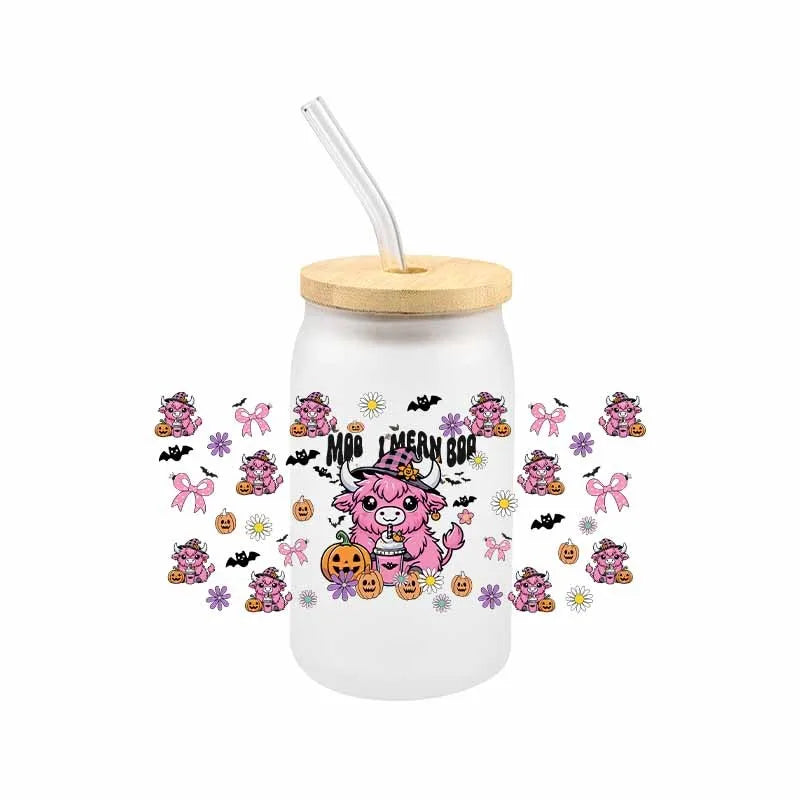 Cartoon Cow UV DTF Transfer Sticker Wraps   Waterproof Scratch Resistant Decals 3D