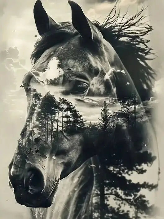 Diamond Mosaic Horse Animal  Rhinestones Diamond Painting Tree