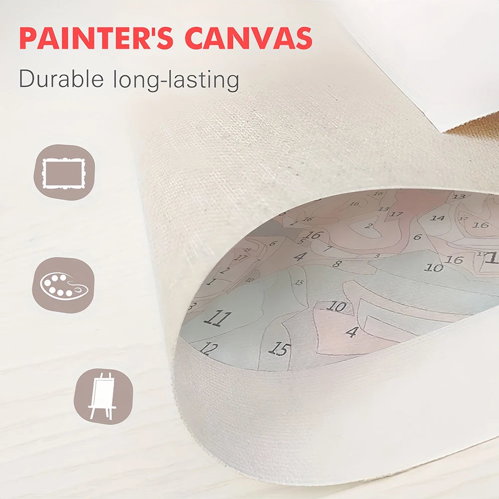 DIY Digital Oil  Painting By Numbers Flower Puppy Drawing On Canvas