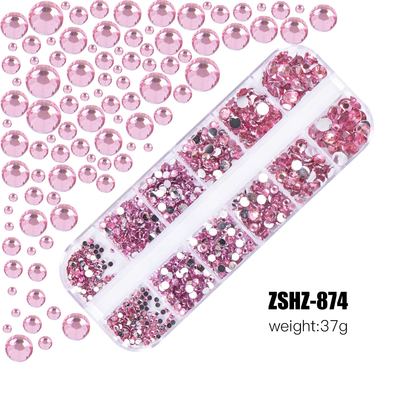 2400pcs+ Shiny Clear Crystal Gems Nail Rhinestones 1.5-4mm Mixed Round Glass Stone
