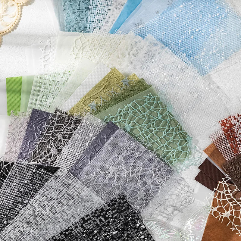 16Pcs Vintage Mixed Special Paper Gauze Scrapbooking Paper