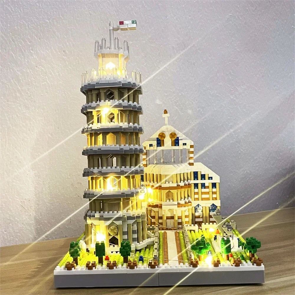 Paris Eiffel Tower Micro Mini Building Blocks Toys Set: LED Illuminated,