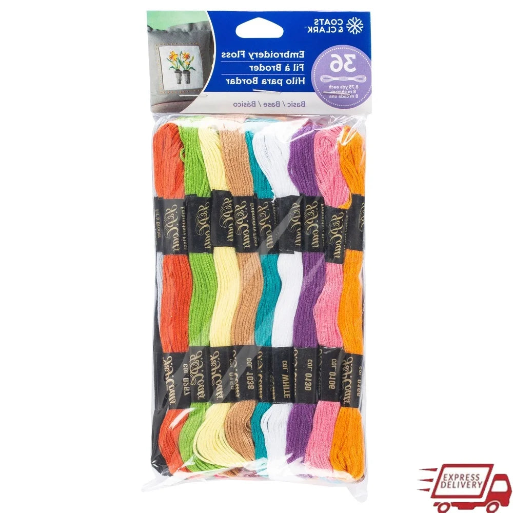 100 Cotton Embroidery Thread Floss 36 Skeins Multicolor 8.75 Yds Cross Stitch Needlecrafts Quilting Smocking Value Pack