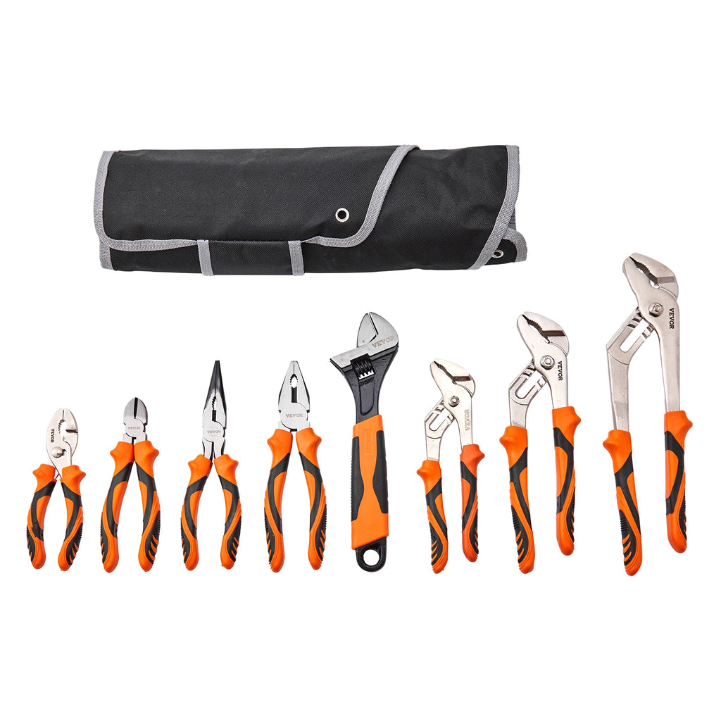 SucceBuy 8-Piece Pliers Set High Carbon Steel 12"/10"/8"Groove Joint Pliers 8"Linesman's Pliers 6"Slip Joint Pliers and Tool Bag
