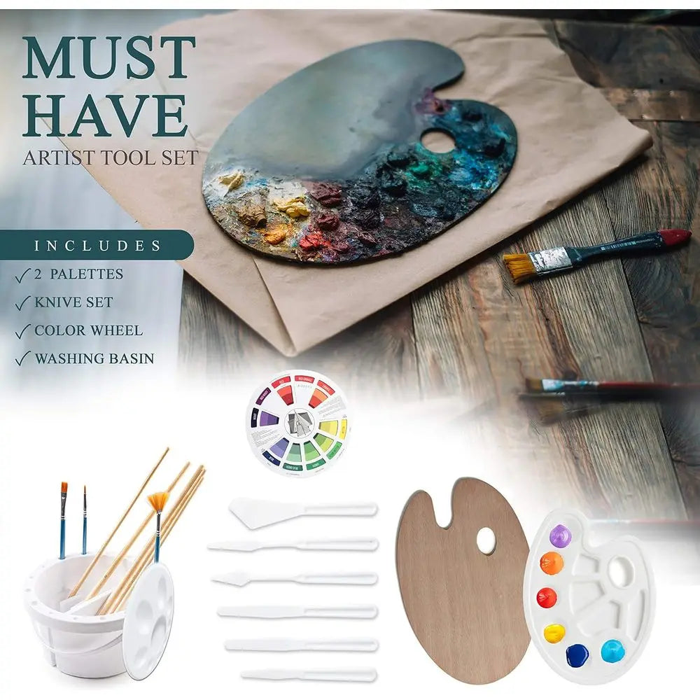 Deluxe Artist Painting Set & Wood Table Easel for Adults, Acrylic