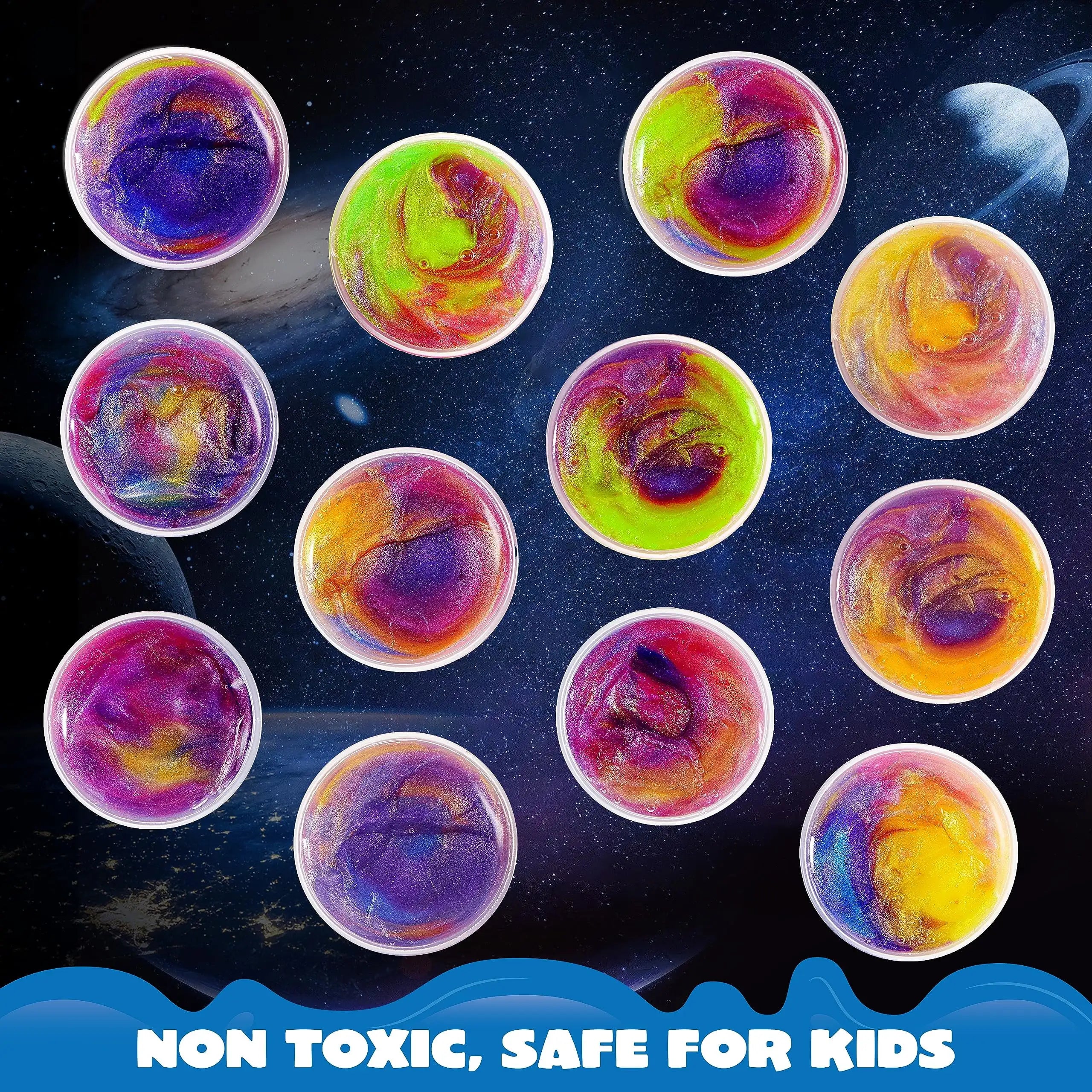Joyfy 36 Pcs Galaxy Slime Cup Party Favors Stretchy Non-Sticky Safe for Classroom Reward Birthday Party Supplies