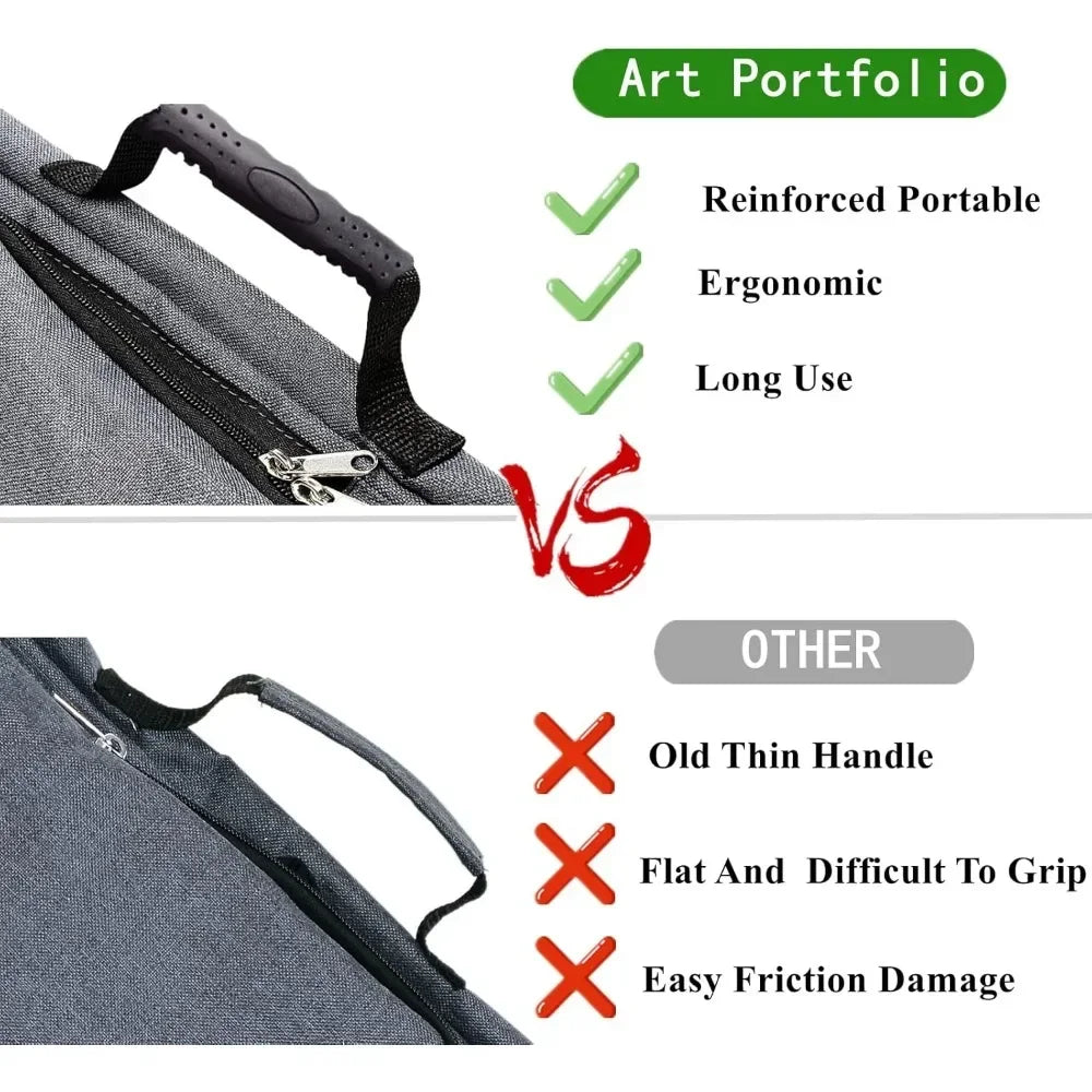 18 X 24, art portfolio with art backpack and tote bag, medium art case size (gray).