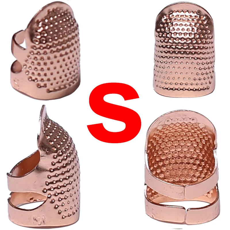 Metal Adjustable Sewing Thimble Sewing Finger Protection Cover Thimbles Cap Shield Ring Fingertip DIY Sewing Embroidery Tools