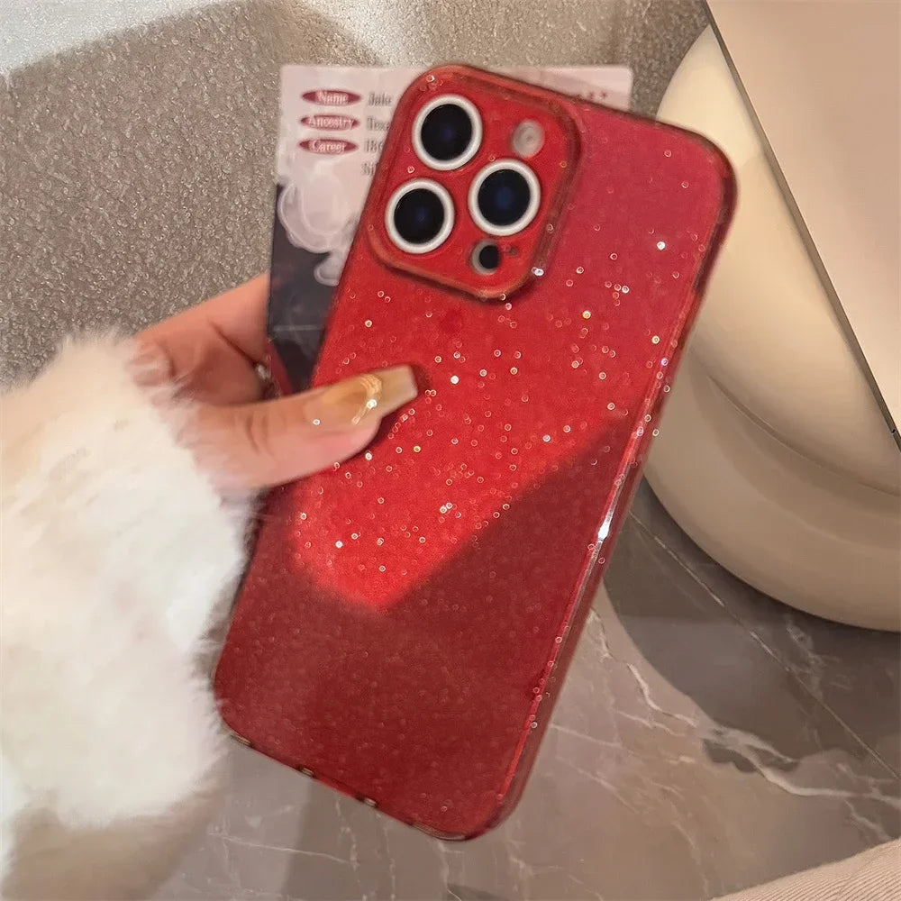 Fashion Glitter Soft Silicone Bling Case for iPhone Red  Ultra Slim Shockproof