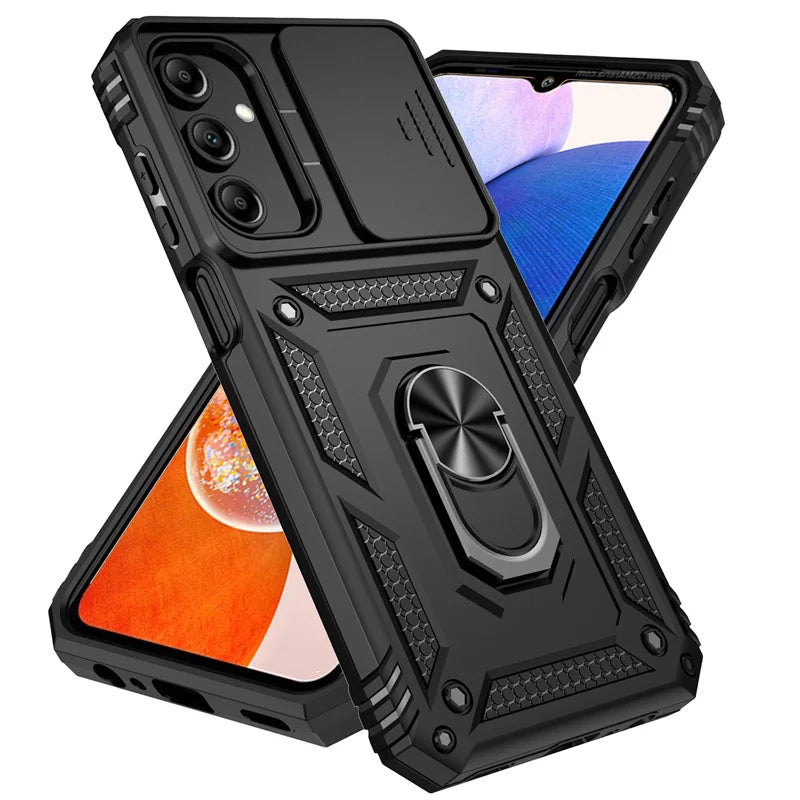Slide Camera Lens Case For Samsung Galaxy Armor Shockproof Coque