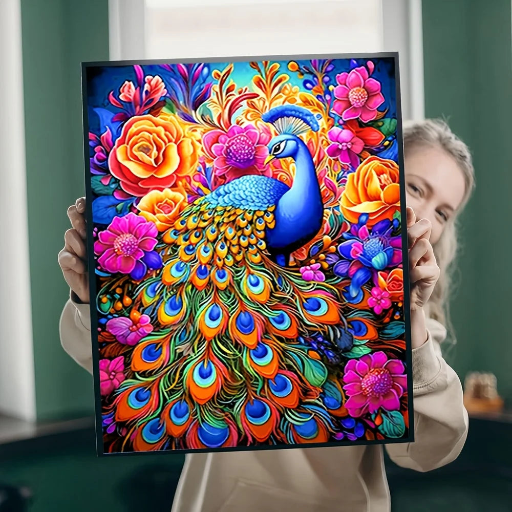 5D DIY Diamond Painting Colorful Peacock 30x40cm Round