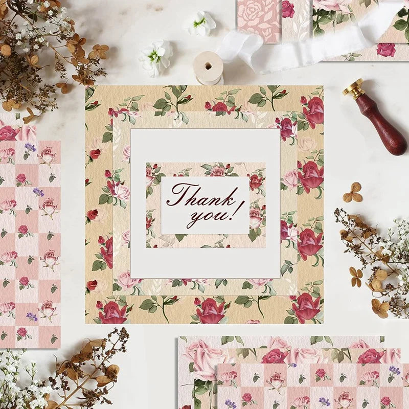 12X12inch 24 Sheets Spring Pink Rose Scrapbook Paper