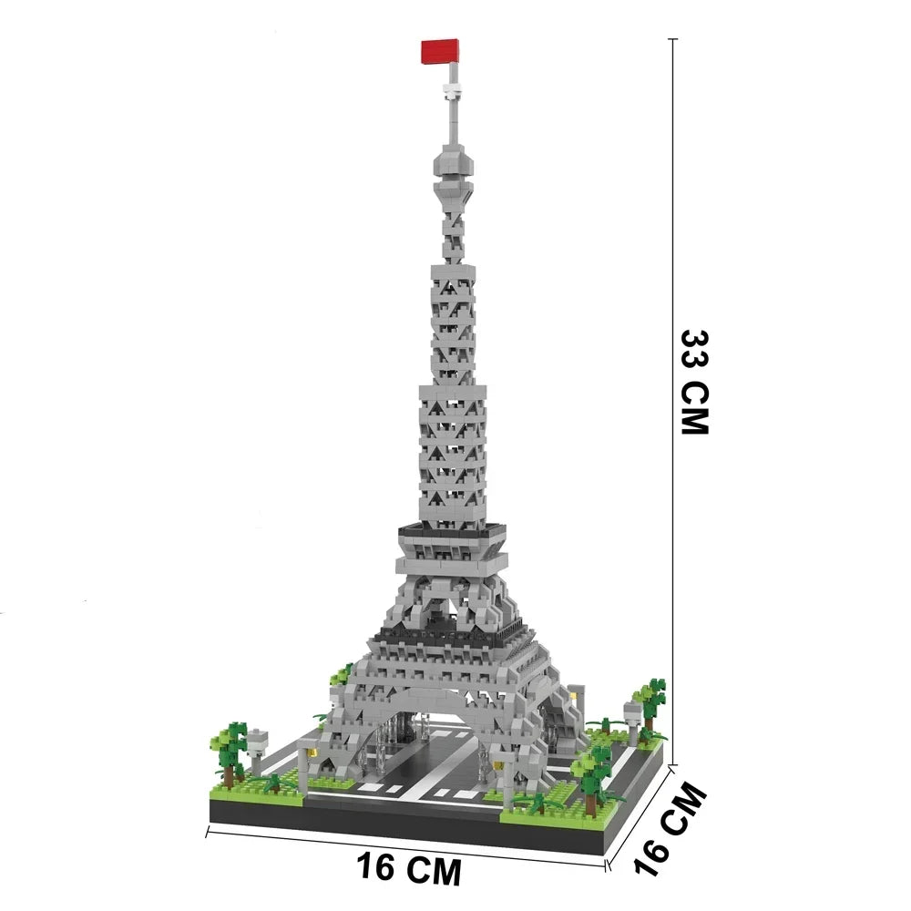 Paris Eiffel Tower Micro Mini Building Blocks Toys Set: LED Illuminated,