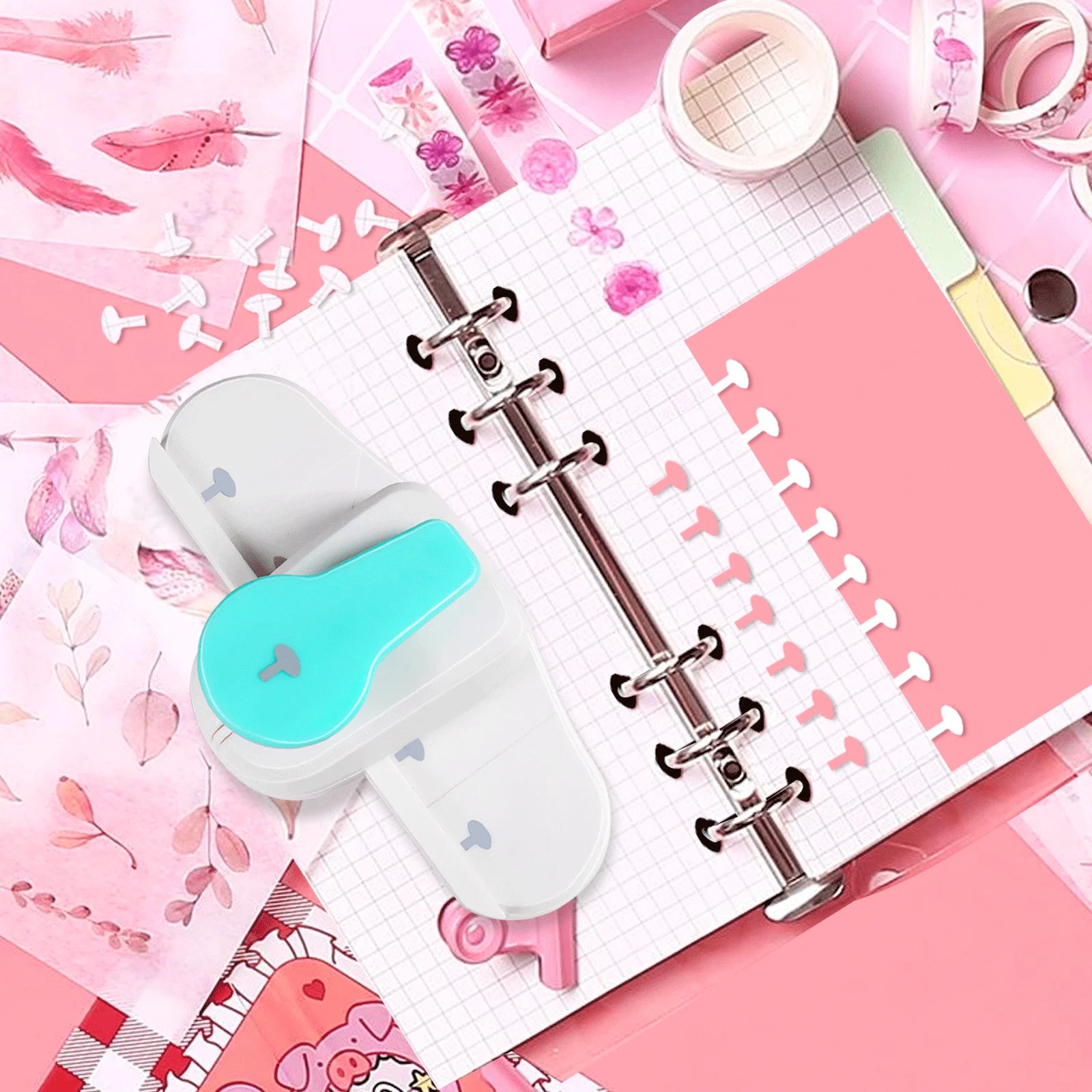 Loose Leaf Binder Tab Planner Paper Cutter Mushroom Hole Puncher 4mm folder notebook portable for a3 a4 a7 DIY Tabs Index Paper