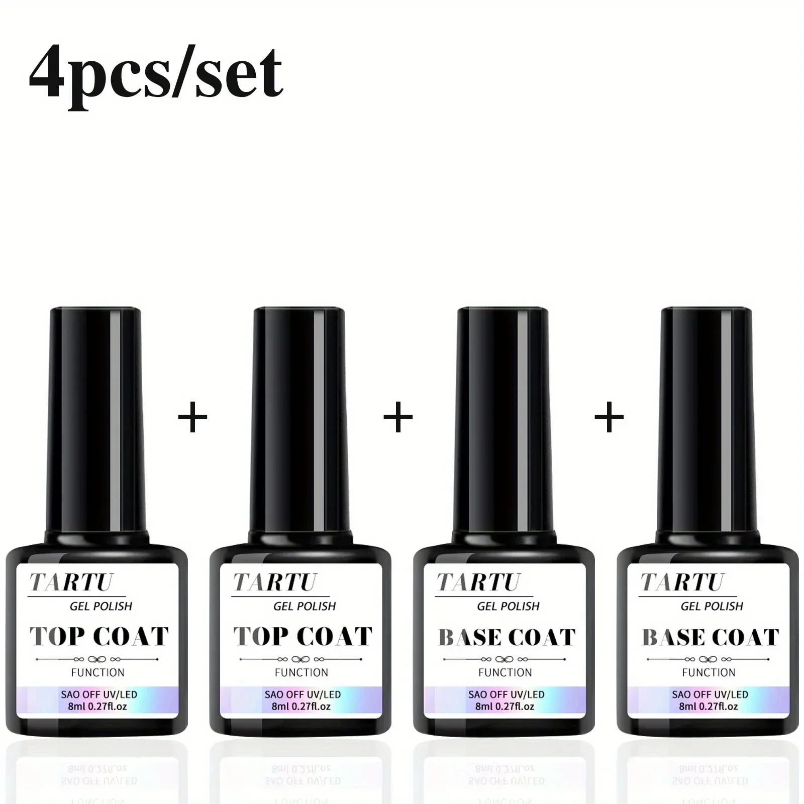 Functional Gel Nail Art Set with Base Coat and Diamond Top Coat,