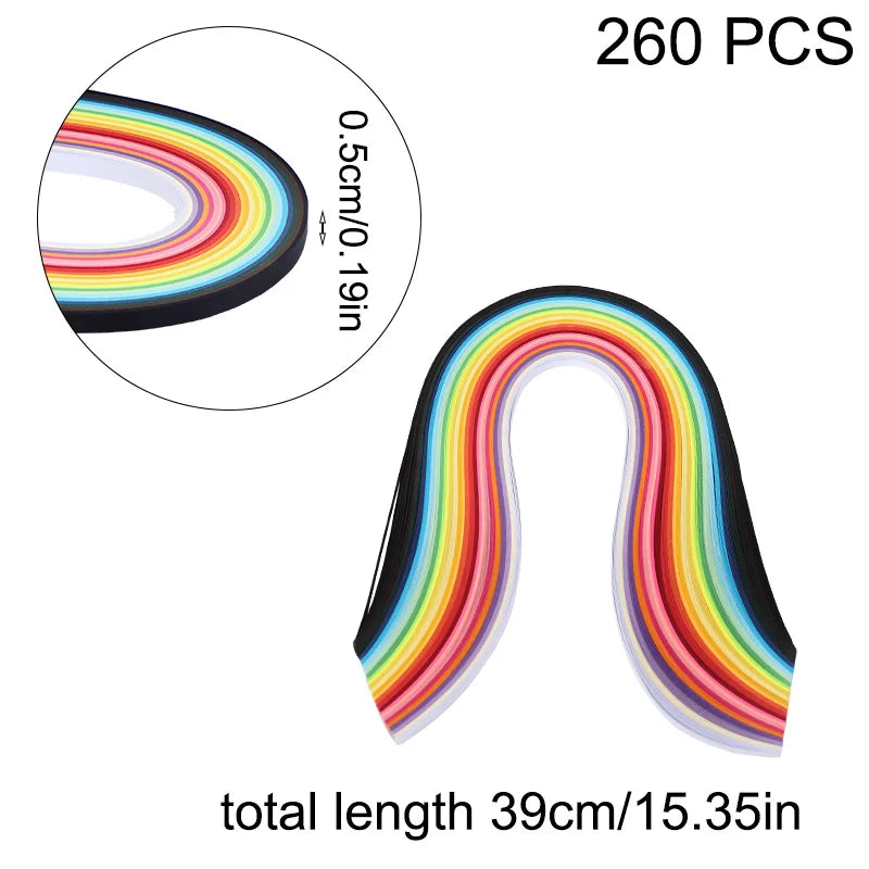 260pcs Rainbow paper Quilling Strips Set For Craft DIY