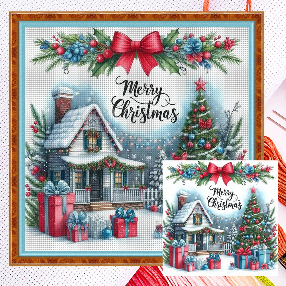 Full Embroidery Eco-cotton Thread 14CT Counted Christmas House