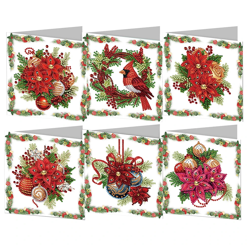 6/12pc DIY Diamond Painting Kits Greeting Card New 2024 Christmas Festival Card Diamond Daily Wish Card Gifts for Family Friends
