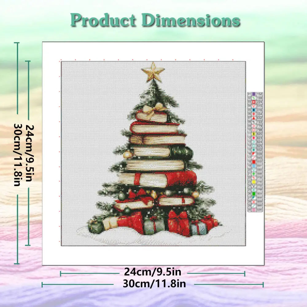 DIY Full 11CT Embroidery Cross Stitch Kits Christmas Tree Box Printed Needles Threads Cartoon Gift Home Decor