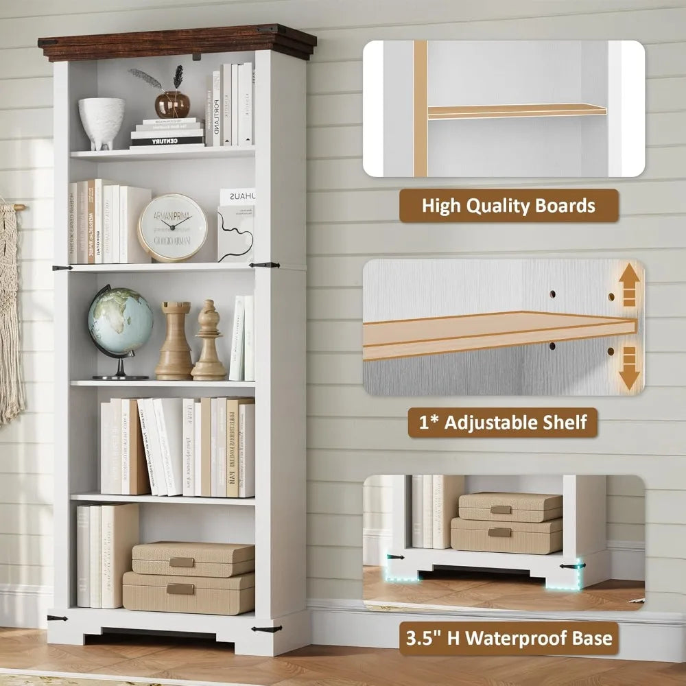 5-Tier Farmhouse Bookshelf,
