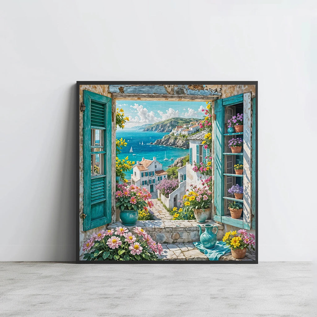 Full embroidery eco-cotton thread 11CT print landscape