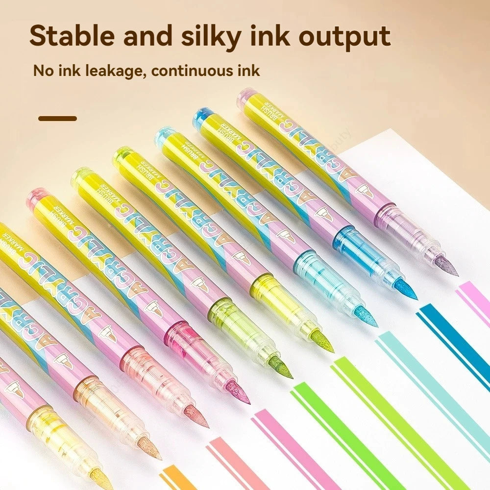 Acrylic Paint Markers, With Direct-Liquid Ink System, Brush Tip,