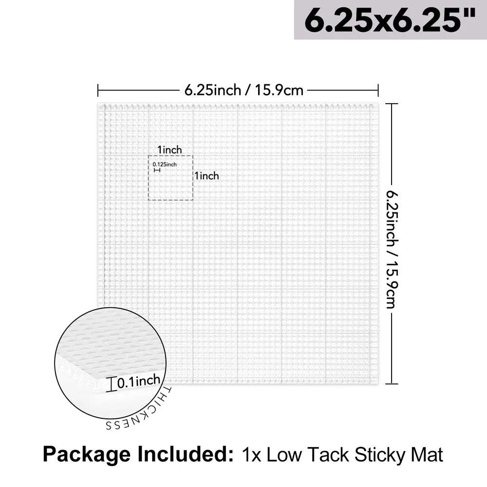 1pc Clear Photopolymer Craft Low Tacky Mat with Etched Grid Low Tack Sticky Mat for DIY Layered Stamping Paper Ink Project