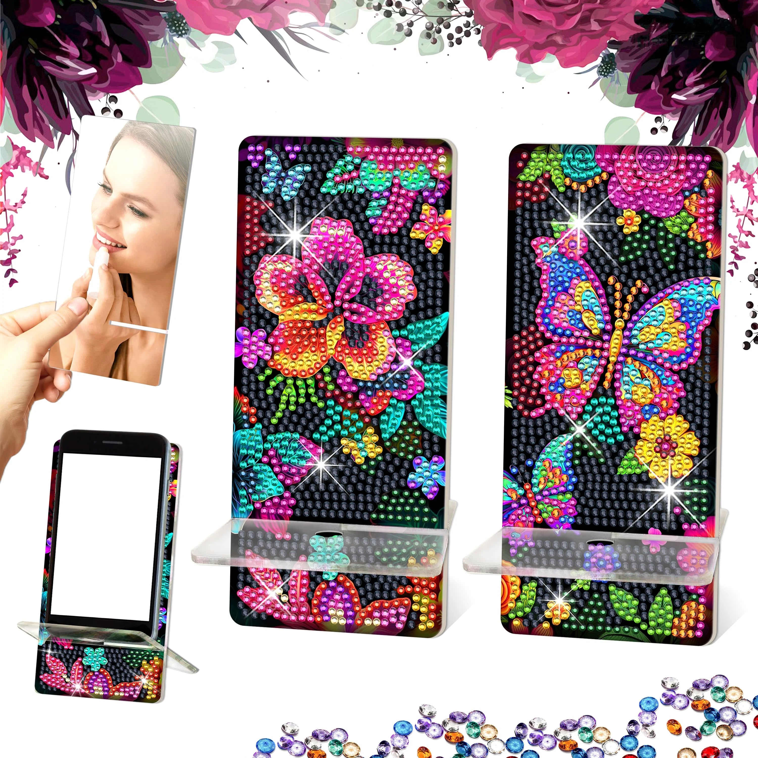 2 Pack  5D Full Crystal Diamond Art Phone Holder