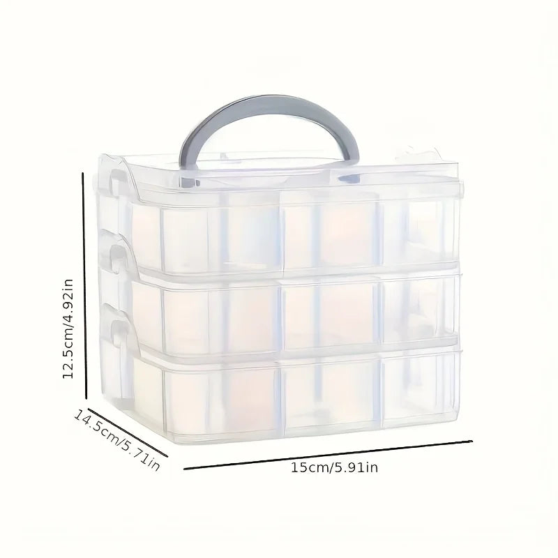 3-layer 18 Compartment Transparent Storage Box, can rearrange compartments