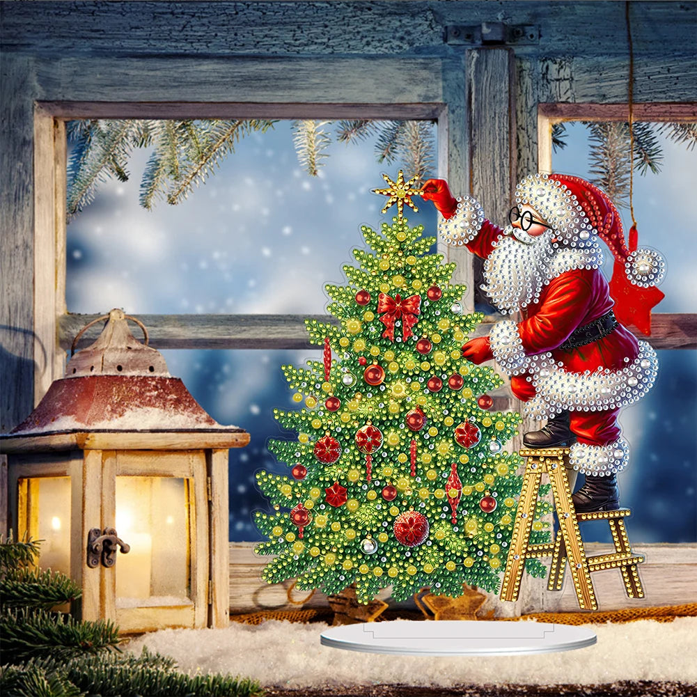 2D Flat Xmas DIY Diamond Painting Tabletop Ornaments Kit