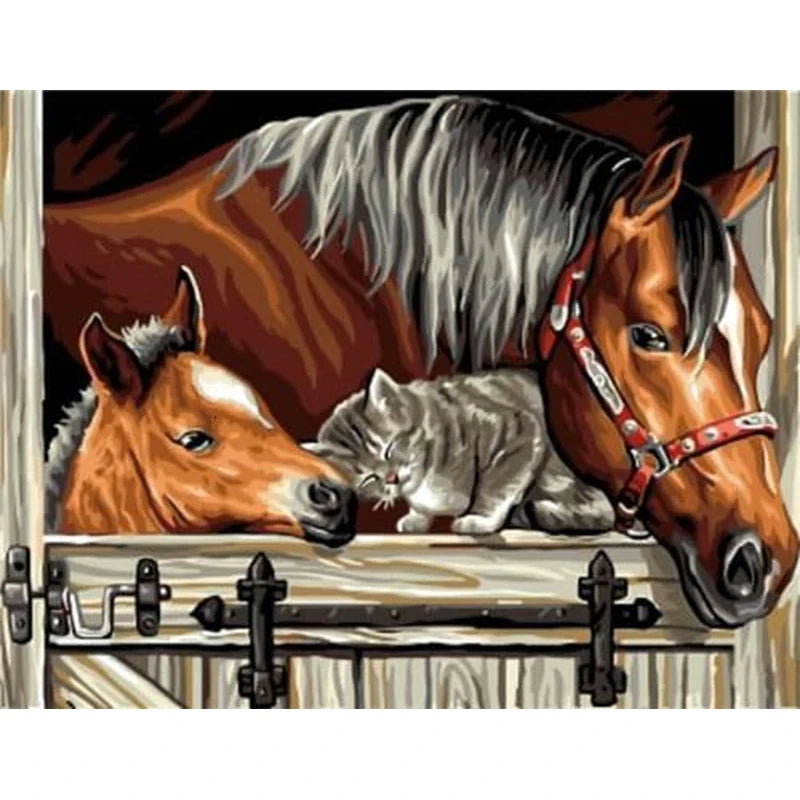 Adult By Numbers Oil Paintings Horses Cats Animals By Numbers Paintings Modern Home Decor Art Unique Gifts