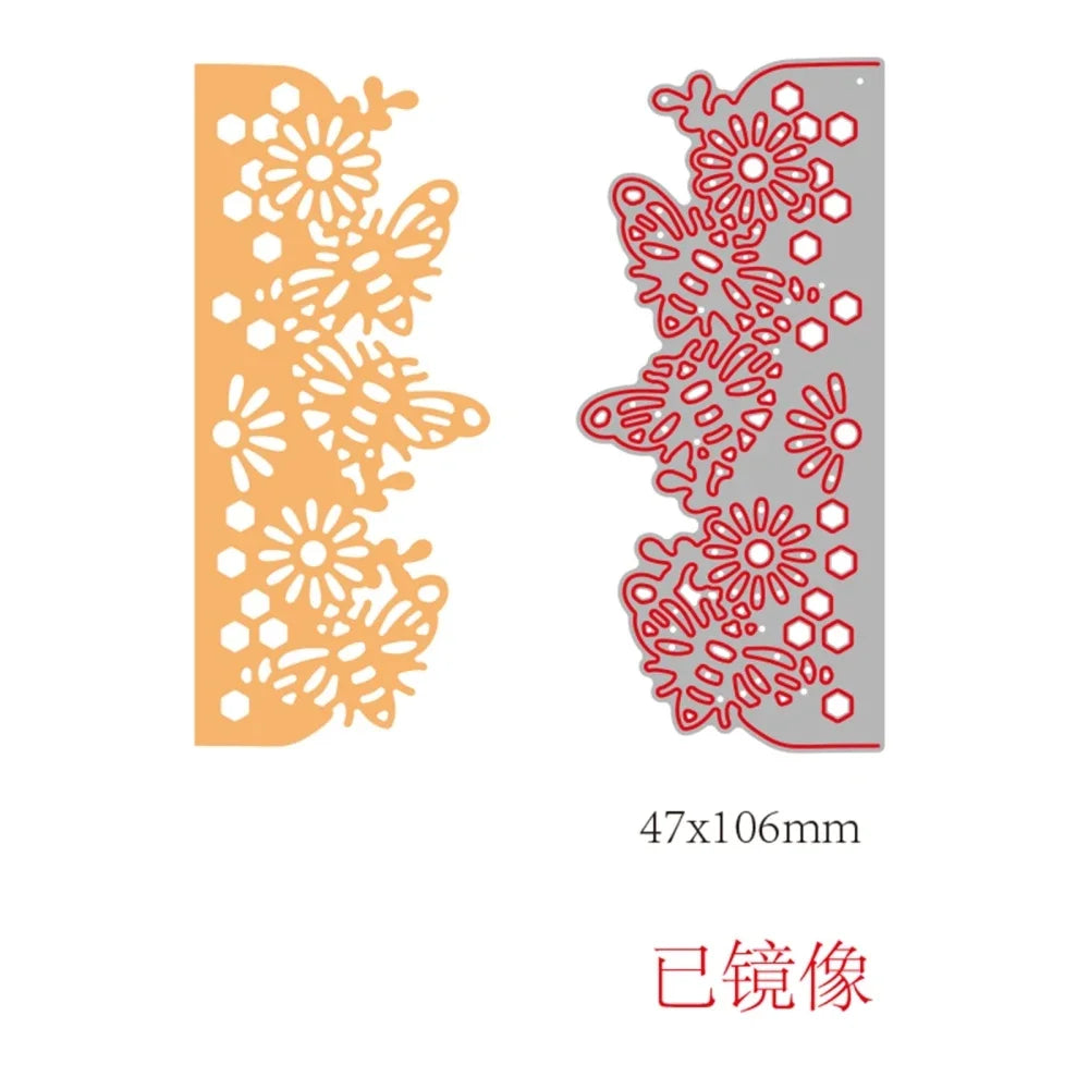 1-2pcs Daisy and Cherry Blossom Edge Border Metal Cutting Dies Stencils