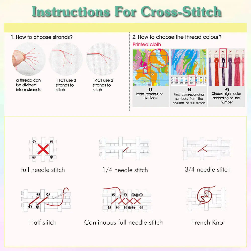 Printed Fabric 11CT Cross Stitch Cute Mouse