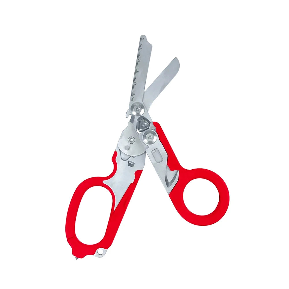 Multifunctional Scissors with Strap Cutter and Glass Breaker with Compatible Holster