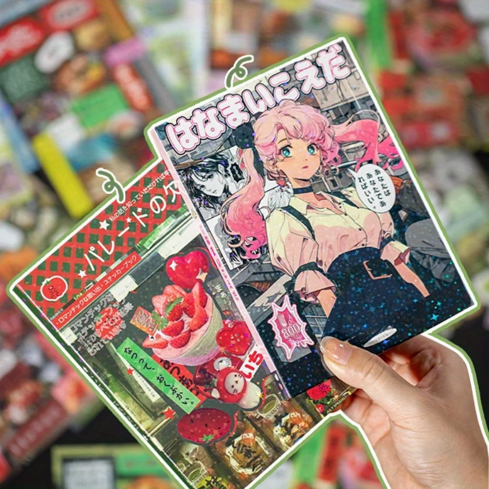 3 types of film cutting sticker books in a retro comic style, DIY planner scrapbook, creative and exquisite sticker books